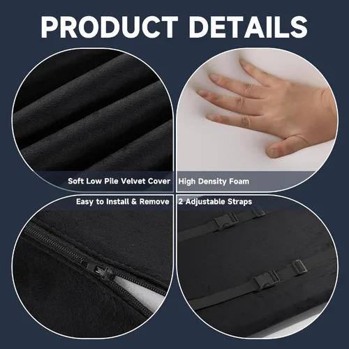 Miniatura 3 de MABOZOO Almohada reclinable de cuña, cojín de espuma extra grande para reposapiés con correas ajustables, extensor de reposapiés reclinable, Negro