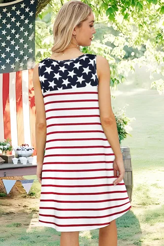 Miniatura 4 de elescat Vestidos de verano para mujer 2025, vestido casual de playa sin mangas con estampado floral, tipo camiseta, suelto y con bolsillos