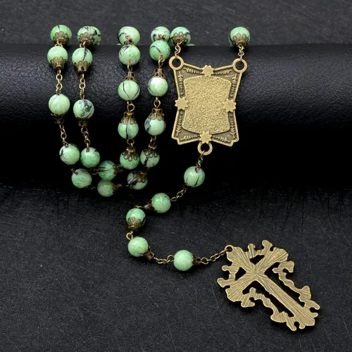 Miniatura 91 de KOMI Rosario de cuentas católicas para mujer, collar de cuentas de rosario con cruz de crucifijo, perlas de cristal, rosario, rosarios, católicos