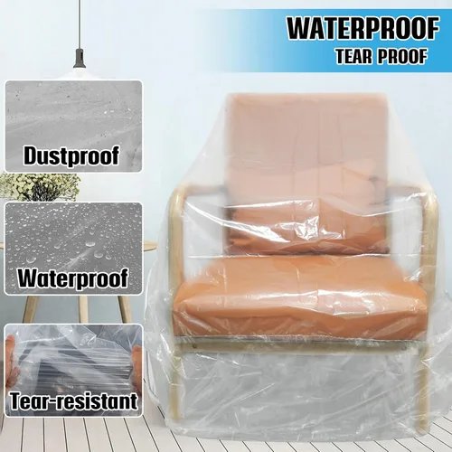 Miniatura 7 de Funda de Sofá de Plástico, Funda de Sofá Transparente, Fundas de Muebles Impermeables para Mudanzas y Almacenamiento, Bolsas de Funda de Sofá
