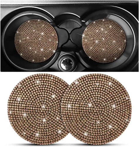 Miniatura 10 de Osilly – Portavasos para auto con brillantes, 2 unidades, diamantes de imitación, antideslizantes, portavasos universales de 2.75 pulgadas