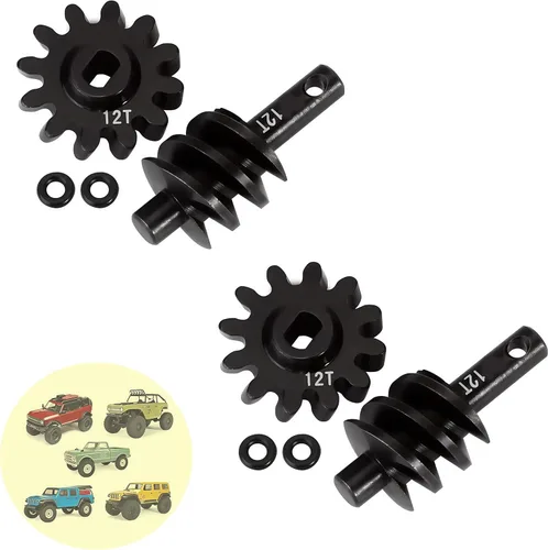 Miniatura 10 de 2 piezas de engranajes diferenciales de eje de acero 13T/2T engranaje helicoidal diferencial de sobremarcha delantero y trasero para Axial SCX24 2