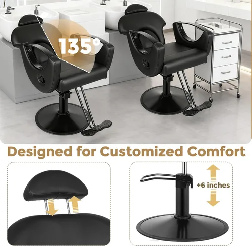 Miniatura 5 de Silla de peluquería de salón, sillas reclinables para estilista, silla de estilista de peluquería, bomba hidráulica resistente, silla de peluquería