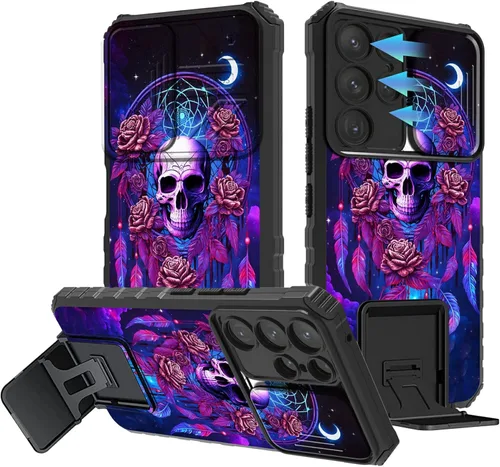 Miniatura 278 de Funda para Samsung Galaxy S22 Ultra 5G, Galaxy S22 Ultra con cubierta de cámara deslizante, funda resistente de doble capa con función atril Black