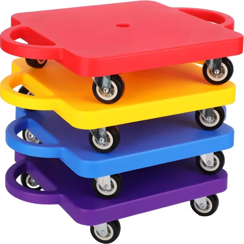 Jerify 4 piezas de patinete deportivo a granel con asas, ruedas de plástico, patinete deportivo plano para niños, gimnasio, actividades en