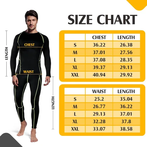 Miniatura 6 de Suhine 3 Pcs Men's Thermal Underwear Set Sport Winter Base Layer with Fleece Lined Base Layer Bottom Top Winter Shirt Pants