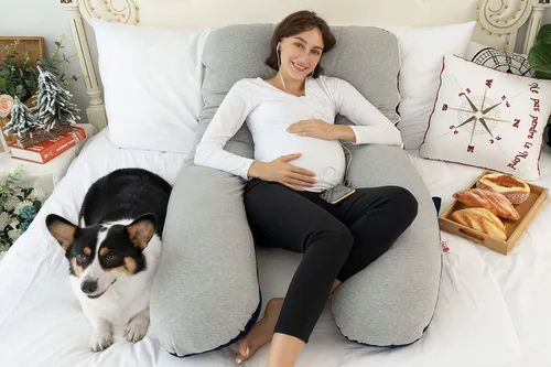 Miniatura 2 de Meiz - Almohada de embarazo, almohadas refrescantes de embarazo para dormir, almohada de embarazo de cuerpo completo con funda reversible de jersey