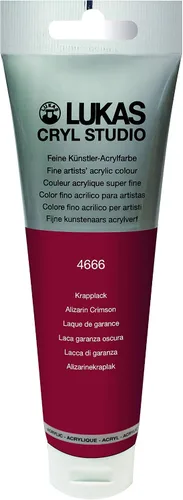 Lukas CRYL Studio Artist - Pintura acrílica para artistas, Alizarín Carmesí, tubo de 125 ml - Pinturas acrílicas de alto pigmento para pintura en