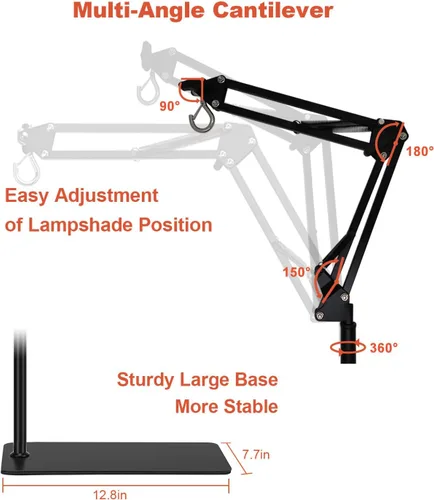 Miniatura 3 de Soporte de lámpara de reptil, ajustable de 15.7 a 74.3 pulgadas, lámpara de calor, soporte de metal, soporte de luz de pie para lagartos, dragones