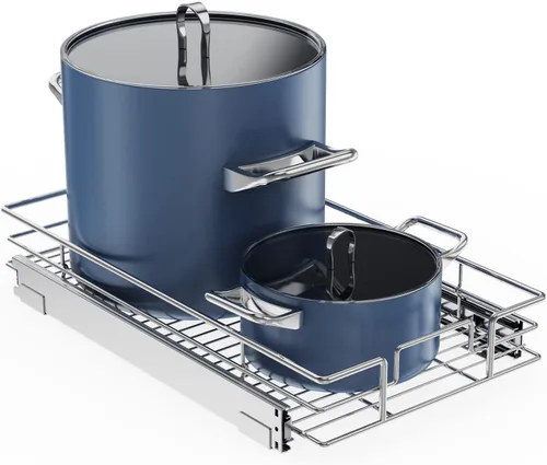 Miniatura 18 de LOVMOR Organizador de gabinete extraíble de 17 pulgadas de ancho x 21 pulgadas de profundidad, estantes extraíbles para armario de cocina, 1 Tier