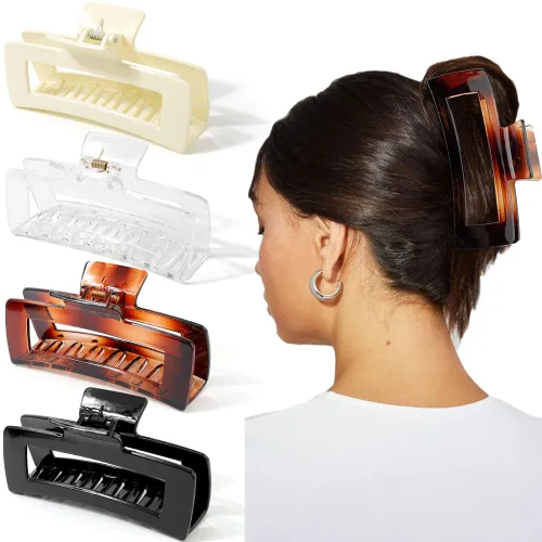 Miniatura 18 de Ahoney Pinzas de pelo negras extra grandes de 5 pulgadas (4 piezas) - Pinzas gigantes para cabello largo grueso, agarre fuerte, clips de plátano