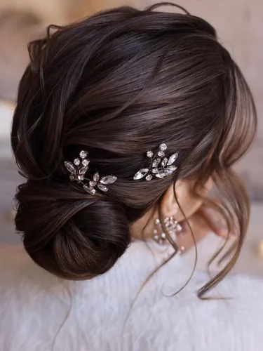 Miniatura 2 de JAKAWIN Horquillas de pelo nupcial Rhinestone de plata Accesorios para el cabello de la boda Joyería de cristal para el cabello para las mujeres