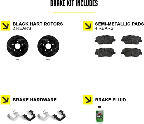Miniatura 2 de Hart Brakes Kit de frenos y rotores traseros Pastillas de freno traseras Rotores y pastillas de freno Pastillas y rotores de freno