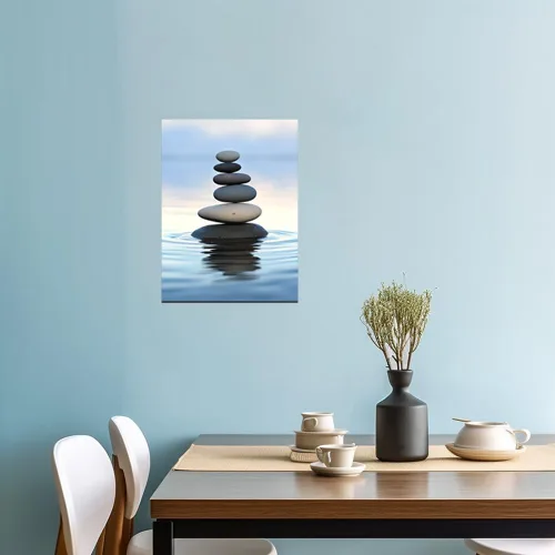 Miniatura 5 de QIXIANG Lienzo de arte para pared, pintura de piedra zen, arte de meditación, spa, arte para spa, sala de yoga, baño, decoración de pared