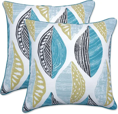 Miniatura 6 de Pillow Perfect Almohadas botánicas para interiores y exteriores, 2 unidades, acento, 16.5 x 16.5 pulgadas, naranja Sunny Daze