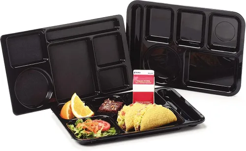 Miniatura 4 de Carlisle FoodService Products Bandeja de 6 compartimentos para mano derecha, 10" x 14", color negro