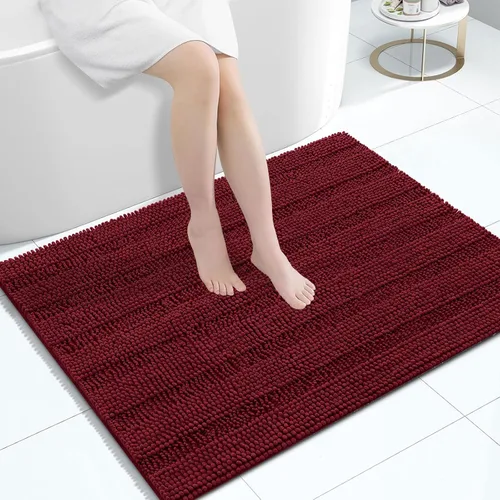 Miniatura 164 de Grandaily Alfombras de baño de felpilla a rayas de 24 x 16 pulgadas, extra gruesas y suaves, absorbentes, parte trasera de goma, alfombra de ducha