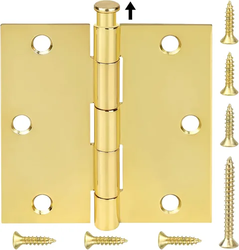 Miniatura 12 de TICONN Paquete de 6 bisagras de puerta de 3.5 pulgadas con pasador extraíble, herrajes para puertas residenciales bifold de hierro de 3-1/2 x 3-1/2