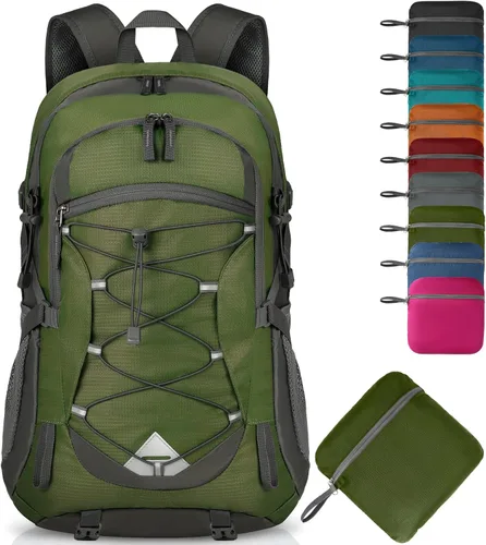 IGOLUMON Mochila de senderismo de 40 L, plegable, ligera, mochila de camping para hombres y mujeres, impermeable, mochila de senderismo al aire