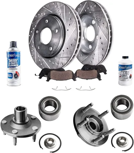 Miniatura 40 de Detroit Axle - Rotores de freno para Ford 2013-2019 Explorer Taurus Flex Lincoln MKT MKS, rotores de freno de disco ranurados perforados de repuesto