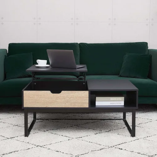 Miniatura 2 de Peaktop - Mesa auxiliar elevable con almacenamiento y patas de metal