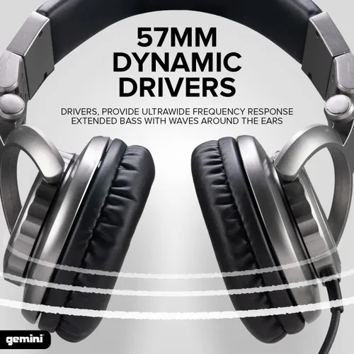 Miniatura 4 de Gemini Auriculares profesionales con cable para DJ, auriculares de estudio sobre la oreja para producción de música, podcasting, grabación y mezcla