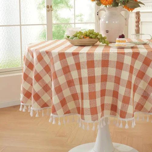 Miniatura 22 de Laolitou - Mantel a cuadros cuadrado lavable, resistente, de lino de algodón, a cuadros de búfalo, con borla, mantel de gingham para primavera