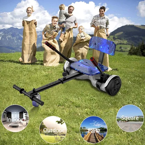 Miniatura 8 de LIEAGLE Go Kart, accesorio para asiento de aeropatineta, accesorios ajustables para niños y adultos, se adapta a hoverboards de 6.5 pulgadas, 8 Azul