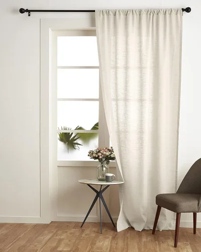 Miniatura 19 de Solino Home Cortina de lino europeo color beige, 52 x 96 pulgadas, filtro de luz, con bolsillo para barra, 96 pulgadas, 100% lino puro, tratamiento
