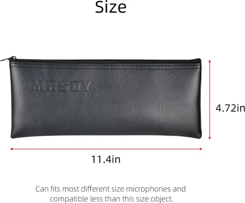 Miniatura 2 de MRSDY Bolsa para micrófono, bolsa negra con cremallera para micrófono, micrófono inalámbrico, protector de micrófono vocal a prueba de golpes, bolsa