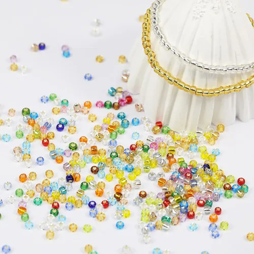 Miniatura 2 de Bala&Fillic 8/0 cuentas de semillas de vidrio transparente con forro plateado, alrededor de 7200 piezas en caja, 24 cuentas de semillas multicolor