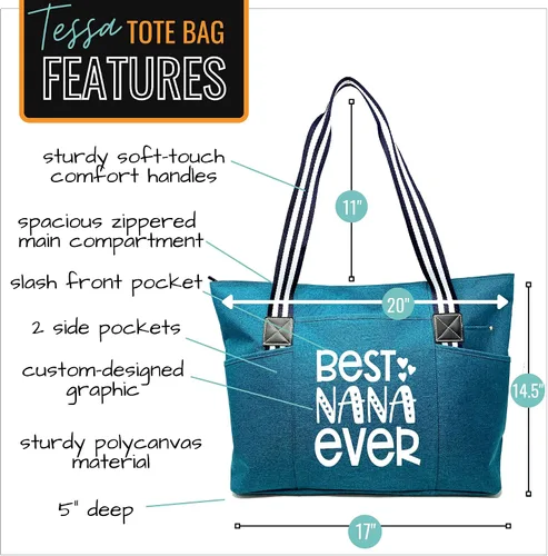 Miniatura 136 de Brooke & Jess Designs Bolso de mano para la abuela – Bolso de lona resistente con cremallera y bolsillo interior para la abuela para uso diario