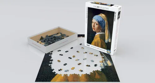 Miniatura 3 de EuroGraphics Vermeer - Pendiente de niña con perlas (6000-5158), 1000 piezas, color negro