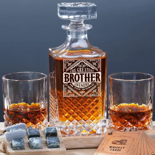 Miniatura 14 de PONPUR Regalos para hombres y papá, rellenos de calcetines, juego de decantador de whisky con 2 vasos, regalo único y genial de cumpleaños para papá