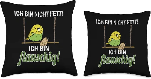 Miniatura 3 de Lustiges Wellensittich T-Shirt Sittich Vogel Shirt Funny Budgie T-Shirt-Nicht Fett sondern Throw Pillow, 16x16, Multicolor