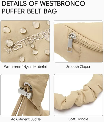 Miniatura 107 de WESTBRONCO Riñoneras para mujeres y hombres, bolsa para cinturón con bolsillos con cremallera, riñoneras modernas, bolsas cruzadas ligeras de 1