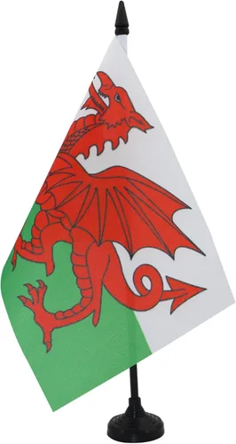 Miniatura 110 de United Kingdon Coat of arms Table Flag 5'' x 8'' - UK - British - England Desk Flag 21 x 14 cm - Black plastic stick and base - AZ FLAG Escudo