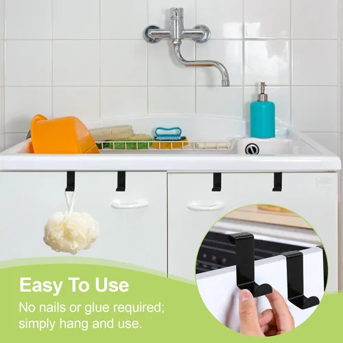 Miniatura 6 de Over Cabinet Door Hooks, 8Pcs Plastic Over Door Single Hooks Multi-Purpose Over The Cupboard Drawer Hooks Space-Saving Hanger Extender Clips Hooks
