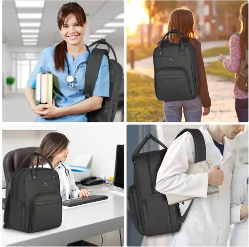 Miniatura 7 de MATEIN Mochila para enfermera, mochila médica de enfermería acolchada impermeable para mujeres, se adapta a portátiles de 17 pulgadas, bolsa clínica