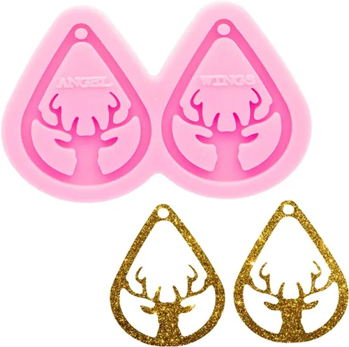 Miniatura 6 de Moldes de silicona con forma de bastón de Navidad brillante y brillante, molde de aretes de silicona para aretes de resina epoxi para hacer joyas