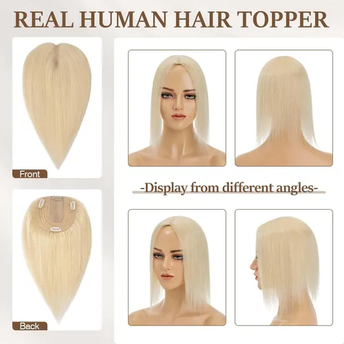 Miniatura 98 de Rich Choices Pelucas con topper de cabello para mujeres, cabello humano real 100% Remy, sin flequillo, para mujeres con adelgazamiento en la parte