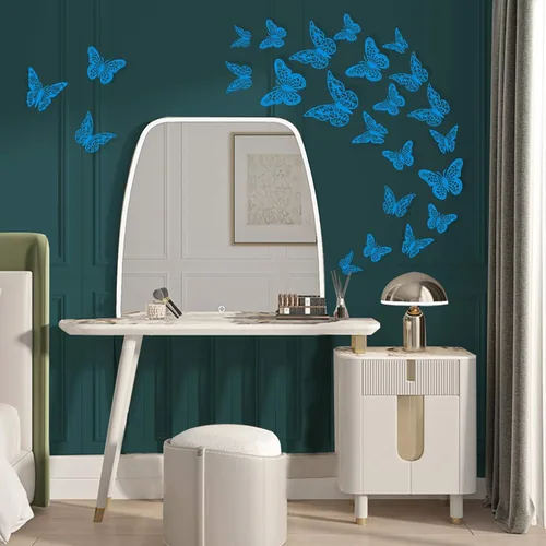Miniatura 5 de Decoración de pared de mariposa 3D, 72 piezas, 3 estilos, 3 tamaños, mariposas azules para fiestas, cumpleaños, decoraciones de pasteles