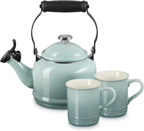 Miniatura 10 de Le Creuset Juego de 2 tazas de esmalte en acero con acabados metálicos y cerámica, 1.25 cuartos de galón de agua y (2) tazas de 14 onzas