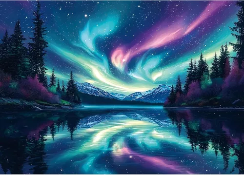 Blueforest Rompecabezas de 1000 piezas para adultos, el agua del lago y la aurora ártica para adultos, rompecabezas de arte difícil, para regalos,