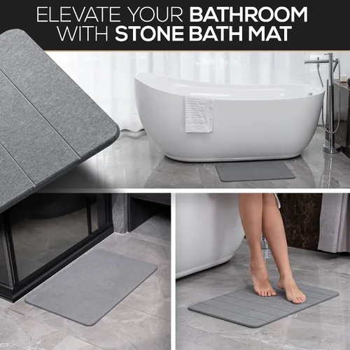 Miniatura 5 de della Tapete de baño de piedra de primera calidad, lujosa piedra de baño de diatomita de secado rápido para suelo de baño, moderna alfombra de ducha