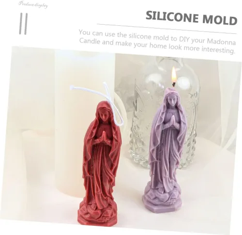 Miniatura 3 de EXCEART DIY Virgen María perfumada vela molde de silicona artesanal resina molde de fundición