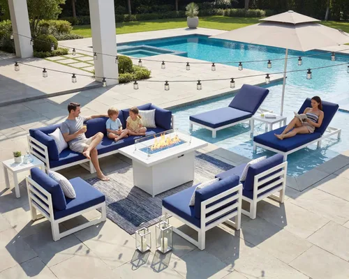 Miniatura 15 de NICESOUL - Juego de 10 muebles de patio extra grandes de aluminio moderno, sofá para exteriores con asiento de 29" de profundidad y ancho, 500 lbs