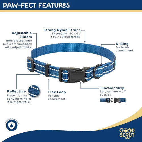 Miniatura 4 de Good Scout Collar de perro resistente para perros pequeños, collar de entrenamiento para cachorros con bucle flexible ajustable para un ajuste