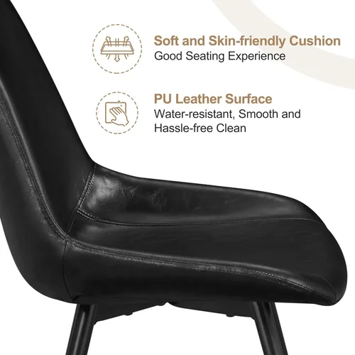 Miniatura 7 de Yaheetech Juego de 4 sillas de comedor modernas tapizadas con asiento de piel sintética y patas de metal para el hogar, cocina, diseño sin brazos