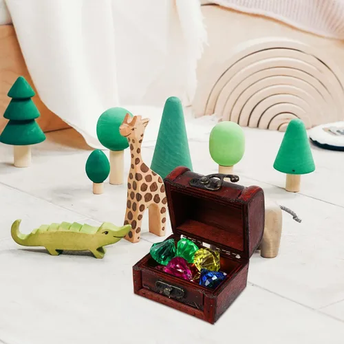 Miniatura 6 de balacoo 1 juego de mini cofres del tesoro pirata, caja de almacenamiento de joyas pirata vintage con cerradura y joyas, manualidades para niños